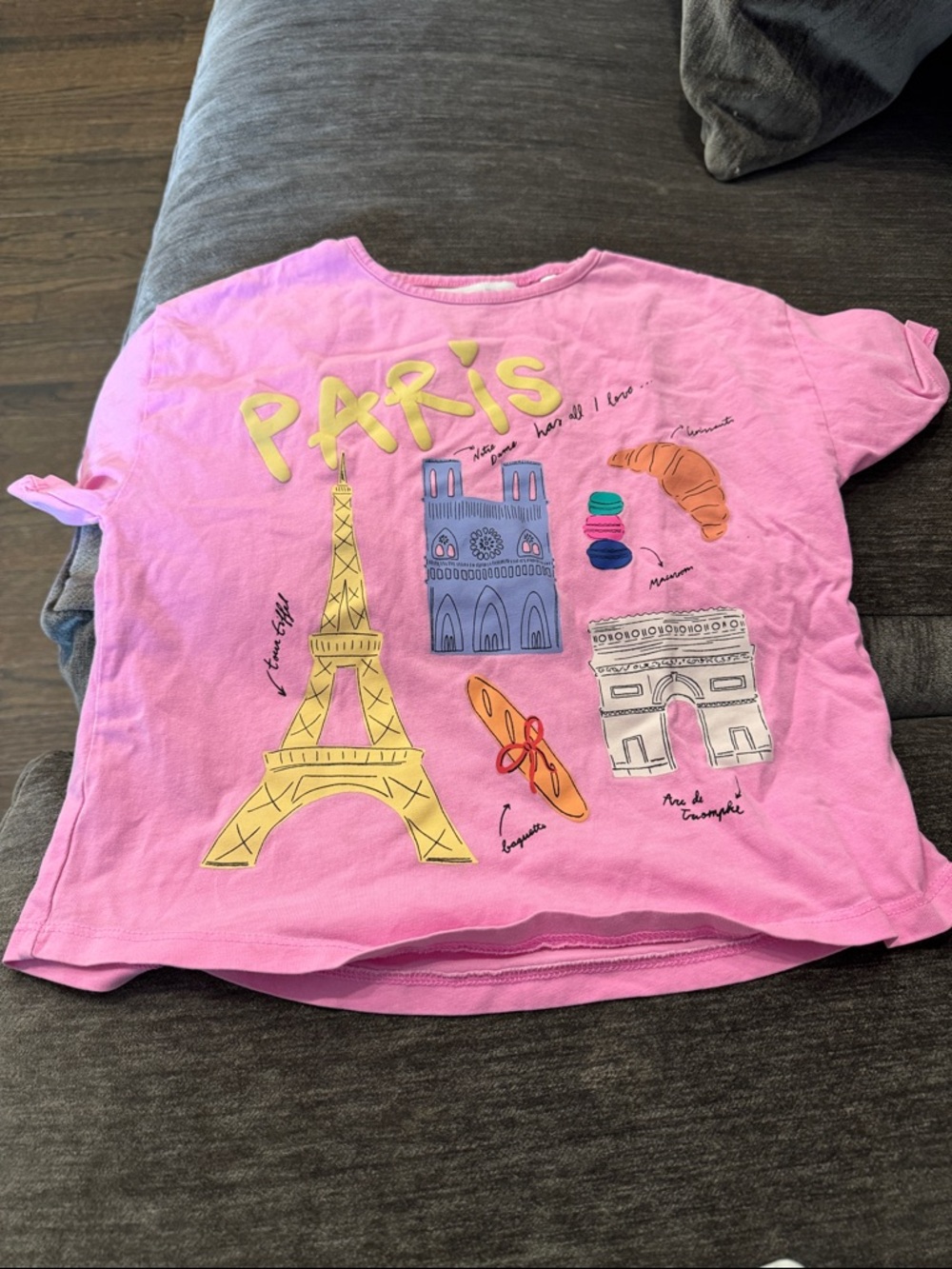 Zara Girls Pink Paris Landmark Graphic Tee